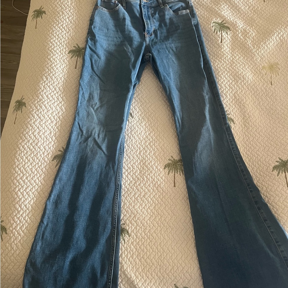Abercrombie & Fitch Blue Flare Wide Leg Jeans